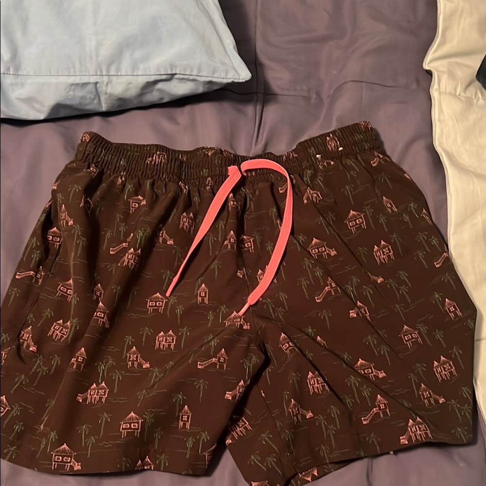 Black Chubbies Patterned Shorts with Pink Drawstring Size L